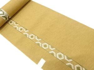 アンティーク　縞に花亀甲模様織り出し　八寸帯地反物